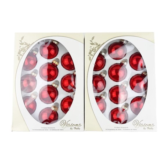 Vintage Visions By Holly Glass Ball Christmas Tree Ornaments Red Made In USA - Picture 2 of 12